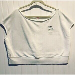 Millie Bobby Brown Women’s Cropped Sweatshirt White Embroidered Palm Logo XXL